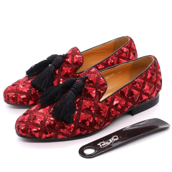 BlingGent™ Stunning Sequin Tassel Loafers – Men’s Luxe Slip‑Ons