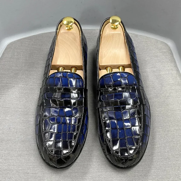 BrandDesign™ Luxury Alligator-Print Penny Loafers – Waterproof Cowhide Slip-Ons 1