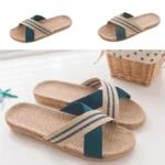 LinoStep™ Unisex Anti-Slip Indoor Canvas Slippers – Lightweight Open-Toe Linen House & Beach Slides 3