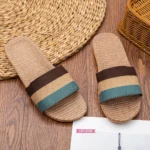 BreezEase™ Women’s Summer Linen Slippers – Lightweight Striped Hemp Slides with EVA Sole 14