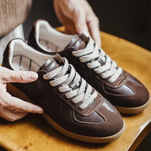 Supreme Cozy Classic™ Brown Spliced German Trainer Sneakers – Men’s Low-Top Autumn/Winter Casual 1