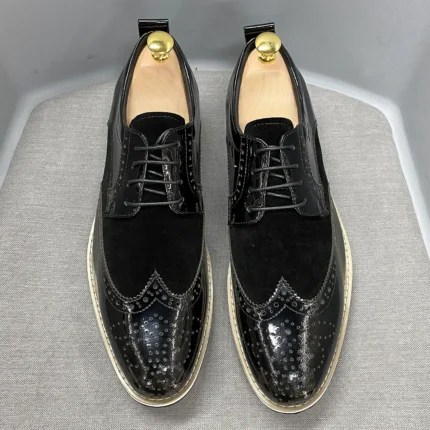 BritanniaElite™ Men’s Wingtip Brogue Oxfords | Waterproof Patent & Suede Loafers 2