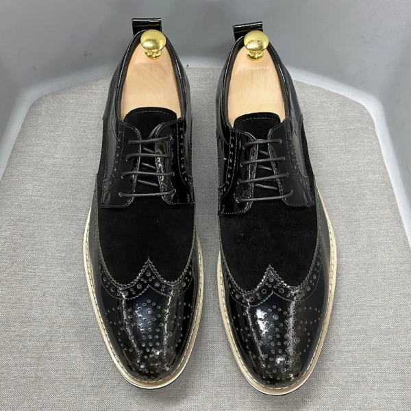 BritanniaElite™ Men’s Wingtip Brogue Oxfords | Waterproof Patent & Suede Loafers 2