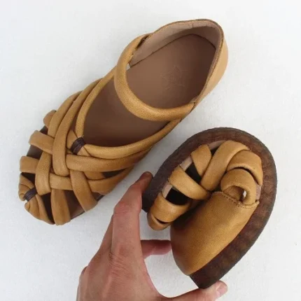 Ultimate Genuine Leather Woven Sandals for Women – 2025 Summer Comfort Cowhide Woven Sandals 5