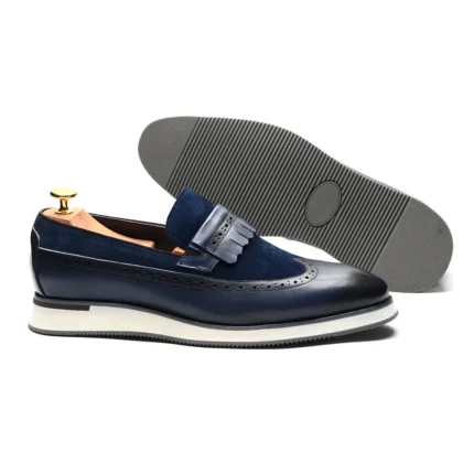 RegalWave™ Luxury Wingtip Tassel Loafers – Men’s Slip-On Cowhide & Suede Shoes 2