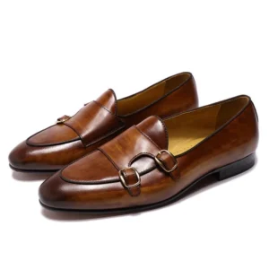 Genuine Men's Handmade Leather Monk Strap Loafers | RegalStride™ 1