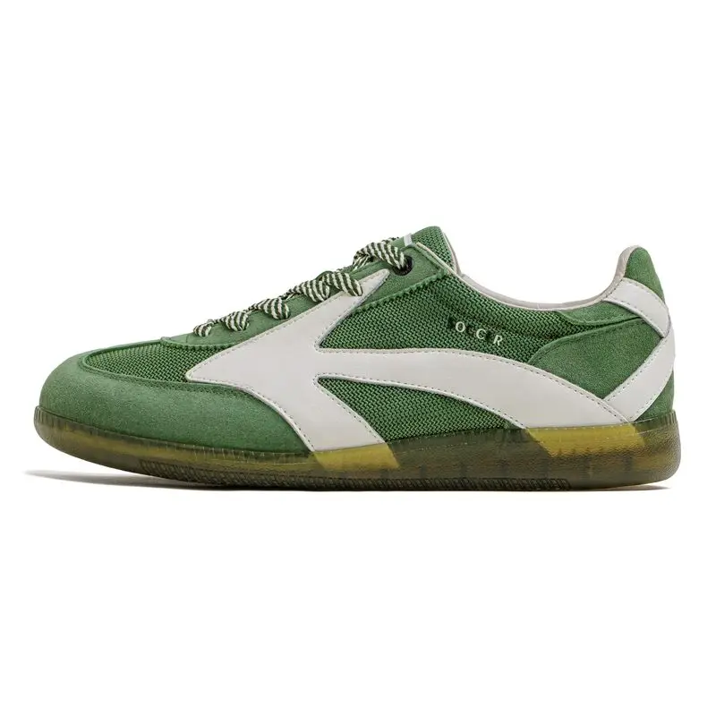 Retro German Trainer Sneakers – Men's Breathable Summer Mesh Patchwork Streetwear Shoes in Green 6