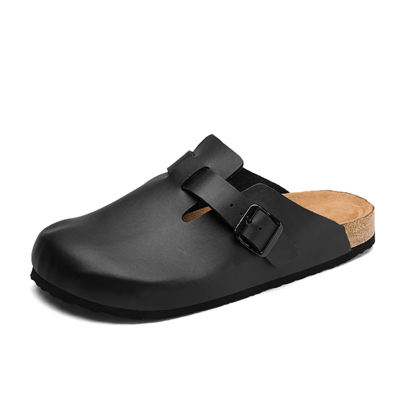 CORKCOZY™ Unisex Wide Cork Slide Sandals – Closed-Toe PU Leather Clogs 4