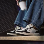 UrbanSlice™ Men’s Bold Spliced Black & White Leather Low-Top Sneakers 4
