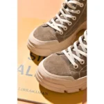 3cm EvoChic™ Handmade Suede Leather High-Top Sneakers For Women - Chic Lace-Free Suede Flats 5