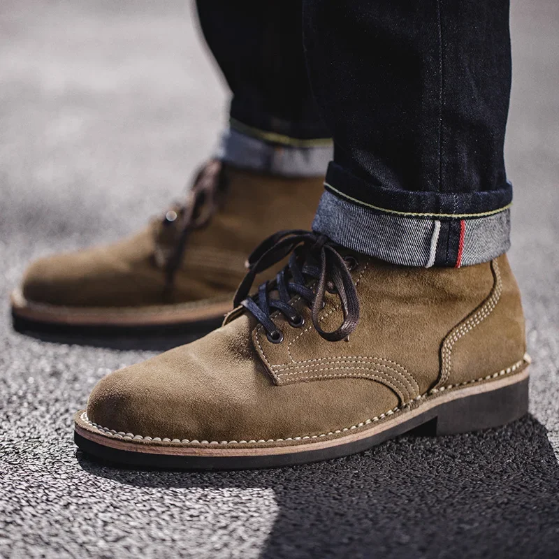 EscapeForge™ Men’s Vintage Yellow Desert Combat Boots – Retro Ankle Outdoor Footwear 5