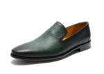 EmeraldVue™ Bold Green Genuine Leather Slip‑On Loafers – Waterproof Men’s Slip‑On Dress Shoes 11
