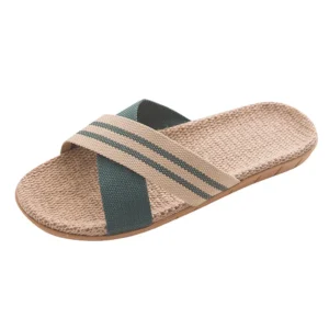 LinoStep™ Unisex Anti-Slip Indoor Canvas Slippers – Lightweight Open-Toe Linen House & Beach Slides 1