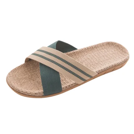 LinoStep™ Unisex Anti-Slip Indoor Canvas Slippers – Lightweight Open-Toe Linen House & Beach Slides 1