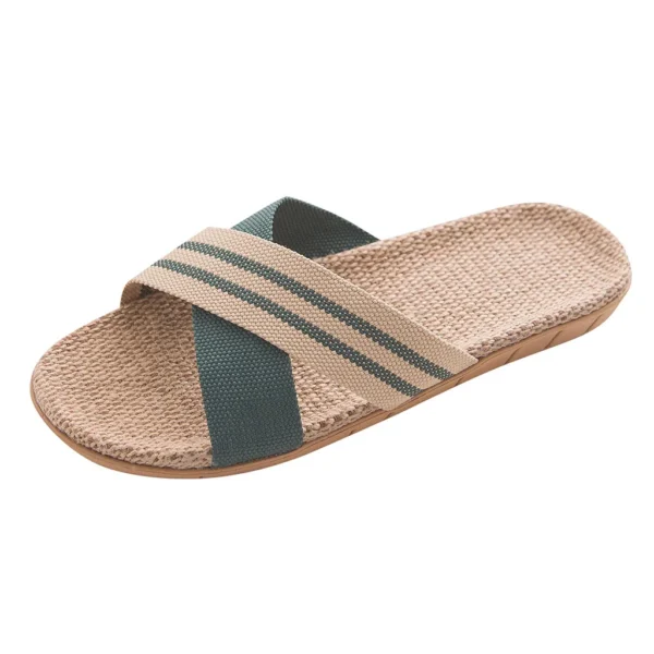 LinoStep™ Unisex Anti-Slip Indoor Canvas Slippers – Lightweight Open-Toe Linen House & Beach Slides 1