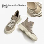 3cm EvoChic™ Handmade Suede Leather High-Top Sneakers For Women - Chic Lace-Free Suede Flats 3
