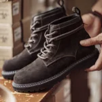 Retro Brown Mid-Top Genuine Leather Boots for Men | Breathable Fall Work Boots 3