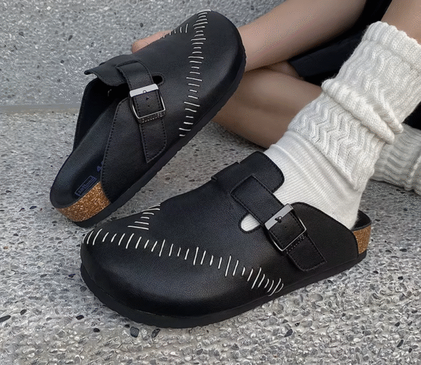 OceanStride™ Men’s Ultimate Patent-Leather Stitched Cork Birken Beach Slippers