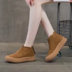 FROSTINE™ Women’s Split Leather Snow Boots – Short Faux-Fur Winter Ankle Boots (Sizes 35–43)