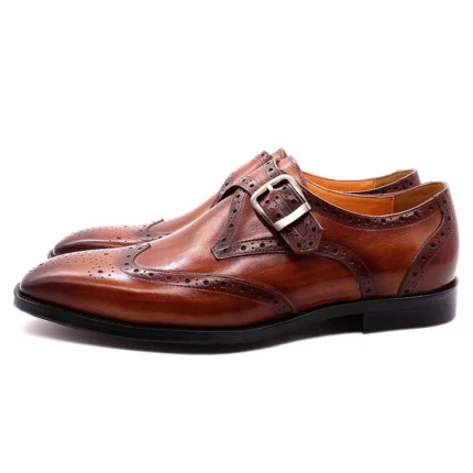 Luxury Wingtip monk strap brogue oxfords | ImperialCraft™ 100% Hand-polished genuine cow leather Shoes 1