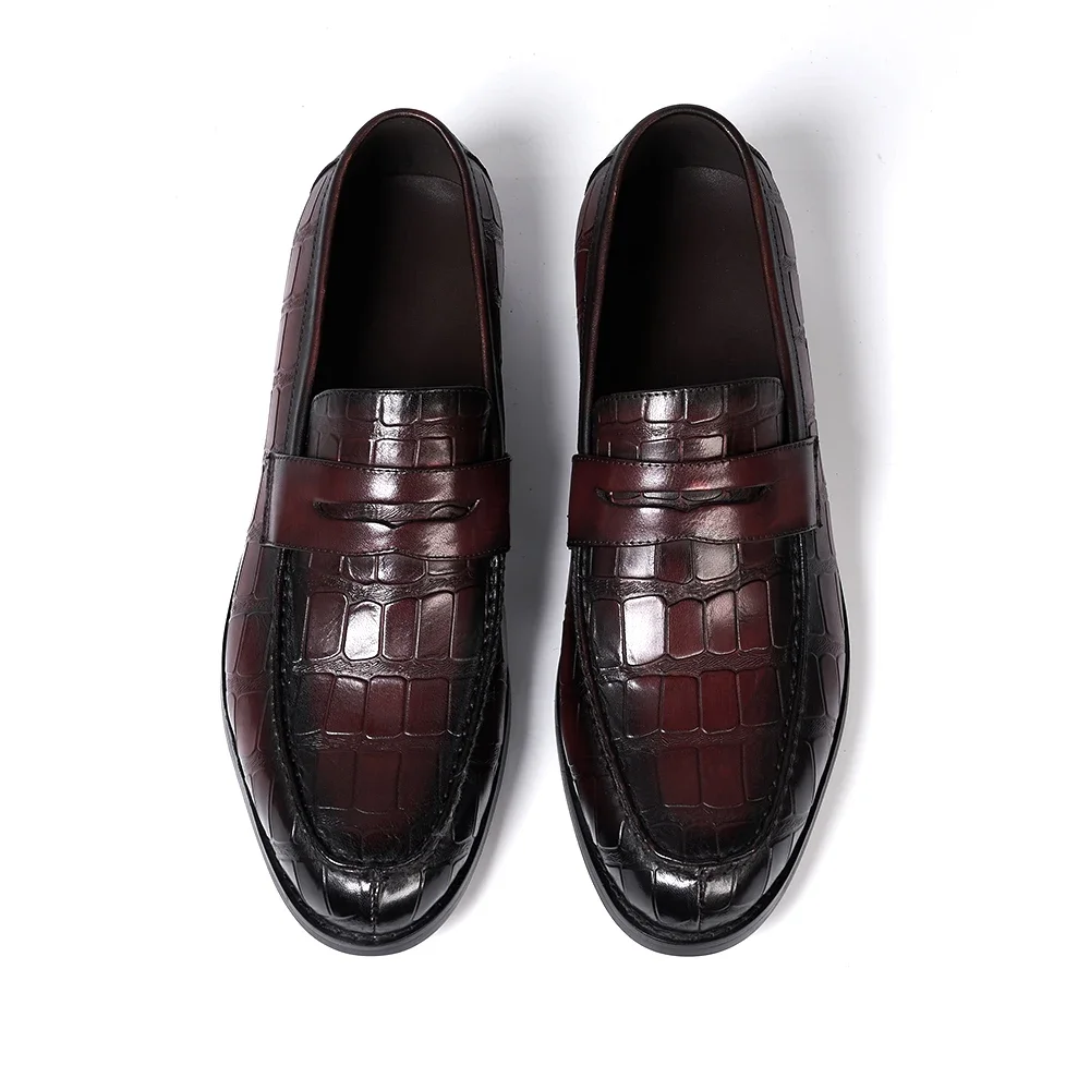 CrimsonCroc™ Bold Waterproof Croc-Print Penny Loafers 5
