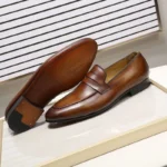 Men’s Genuine Leather Penny Loafers | NobleStride™ Casual Dress Shoes Black Shoes for Men 10