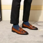 Luxury Men's Genuine Cow Leather Monk Strap Loafers | Slip-On Wedding & Business Dress Shoes 10