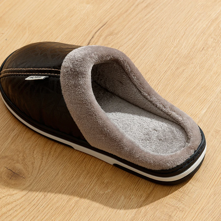 CozyStep™ Comfortable Waterproof PU Leather Winter Slippers – Big Sizes 4