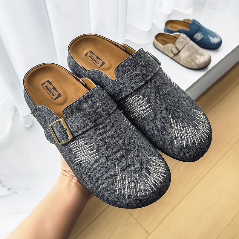 DENIVIN™ Denim Suede Arch-Support Mules – Men’s Summer Outdoor Slides 6