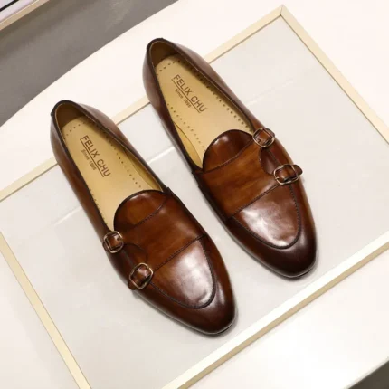 Genuine Men's Handmade Leather Monk Strap Loafers | RegalStride™ 2