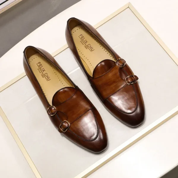 Genuine Men's Handmade Leather Monk Strap Loafers | RegalStride™ 2