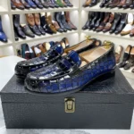 BrandDesign™ Luxury Alligator-Print Penny Loafers – Waterproof Cowhide Slip-Ons 2