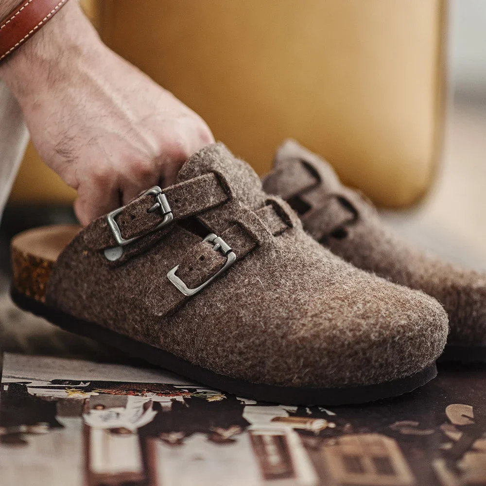 5-Star Premium Men’s Wool Felt Mules – Vintage Slip-On Cork-Sole Loafers 3 5-Star Premium Men’s Wool Felt Mules – Vintage Slip-On Cork-Sole Loafers 3