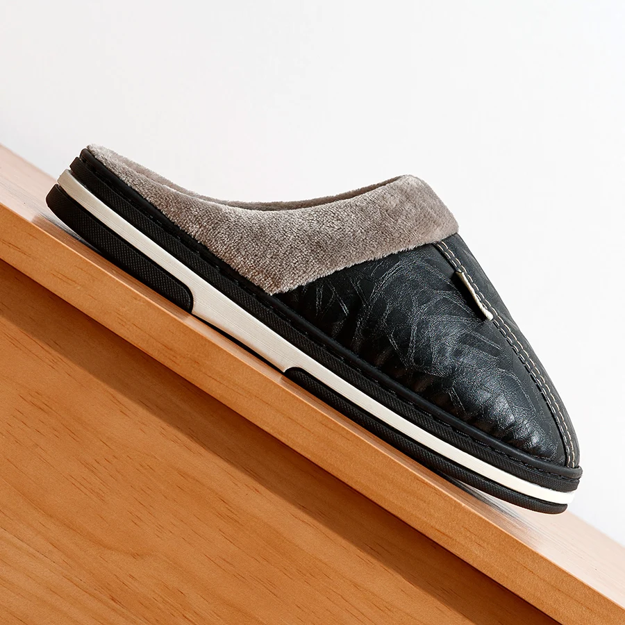 CozyStep™ Comfortable Waterproof PU Leather Winter Slippers – Big Sizes 3