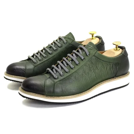 Men’s European CrocPrint Luxury Lace-Up Oxfords | Comfortable Casual Shoes for Spring & Autumn 1
