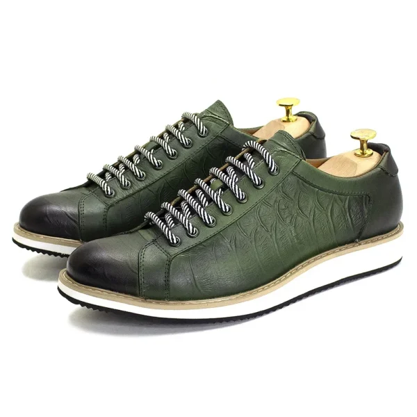 Men’s European CrocPrint Luxury Lace-Up Oxfords | Comfortable Casual Shoes for Spring & Autumn 1