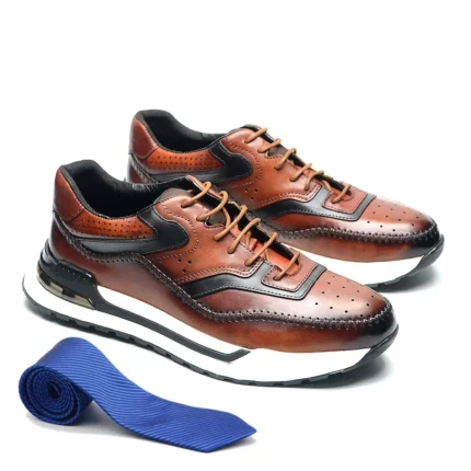 UrbanStitch™ Luxury Leather Oxford Sneakers – Designer Casual Trainers for Men 1