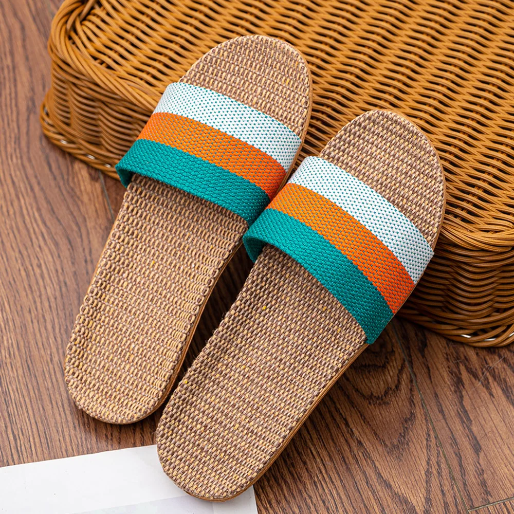BreezEase™ Women’s Summer Linen Slippers – Lightweight Striped Hemp Slides with EVA Sole 13
