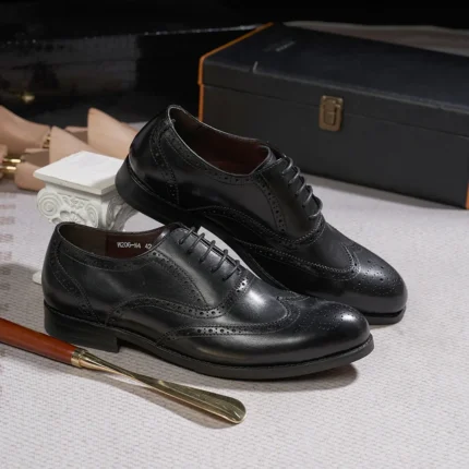 BrogueElite™ Men’s Genuine Leather Wingtip Oxford Lace‑Up Dress Shoes 2
