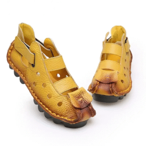 ROMENA™ Handmade Gladiator Leather Sandals – Women’s Retro Flat Summer Slides