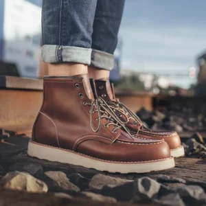 IronRider™ Vintage British Punk Work Boots – Winter Style | Red Motorcycle Boots for Men 1