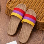 BreezEase™ Women’s Summer Linen Slippers – Lightweight Striped Hemp Slides with EVA Sole 12