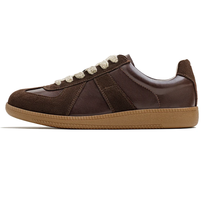 Supreme Cozy Classic™ Brown Spliced German Trainer Sneakers – Men’s Low-Top Autumn/Winter Casual 6