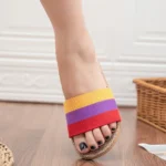 BreezEase™ Women’s Summer Linen Slippers – Lightweight Striped Hemp Slides with EVA Sole 4