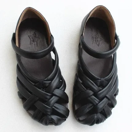 Ultimate Genuine Leather Woven Sandals for Women – 2025 Summer Comfort Cowhide Woven Sandals 1