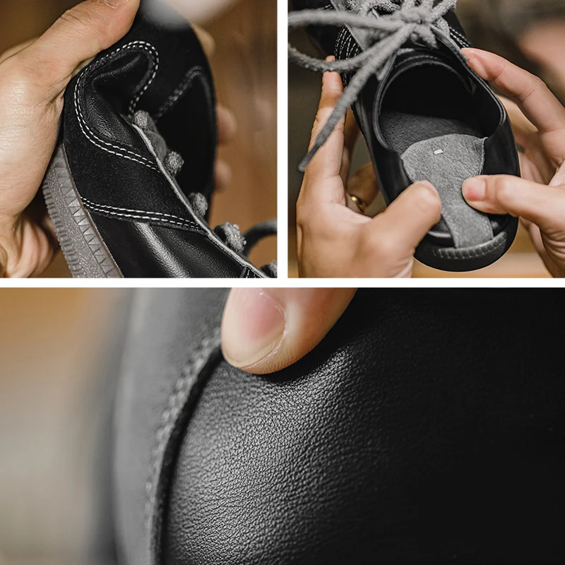 StrasseForm™ Vintage Black Trainer Sneakers – Men’s Low-Top Color-Block Lace-Up Sport Casual Shoes for Spring & Autumn 4