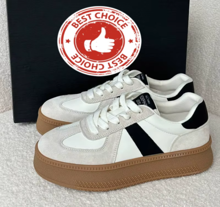 4.2cm Handcrafted Pigskin Mixed-Color Sneakers for Women – BloomWeave™ Breathable Fashion Pigskin Sneakers 2