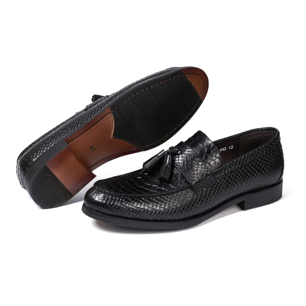 SerpentTassel™ Men’s Snake‑Print Tassel Loafers | Genuine Waterproof Leather Slip‑Ons 6