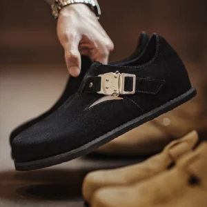 5-Star Ultimate Cozy Black Suede Mules for Men – Warm Slip-On Casual Loafers 1