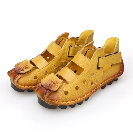 ROMENA™ Handmade Gladiator Leather Sandals – Women’s Retro Flat Summer Slides 2
